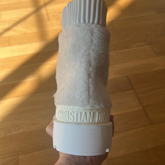 Dior Women's Ankle Boots. leather, lace-up, round toe, chunky, Off white,Size:39 - Picture 10 of 15